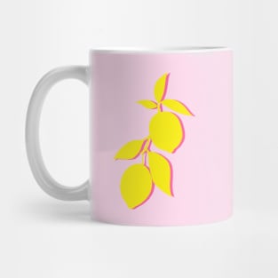 Silhouette Citrus Lemon Fruit Pattern Yellow and Pink Mug